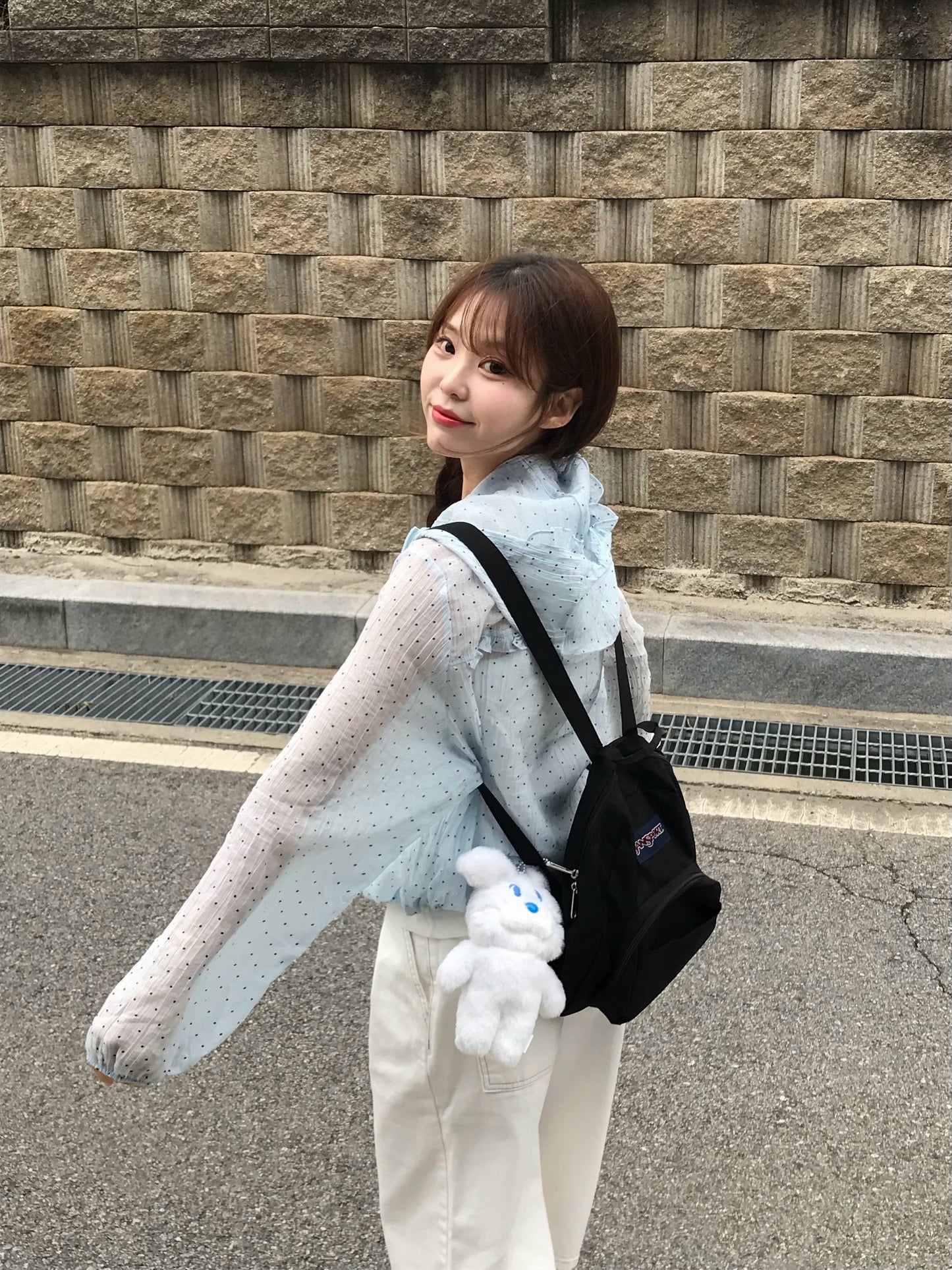 Polka Dot Relaxed Fit Hooded Jacket