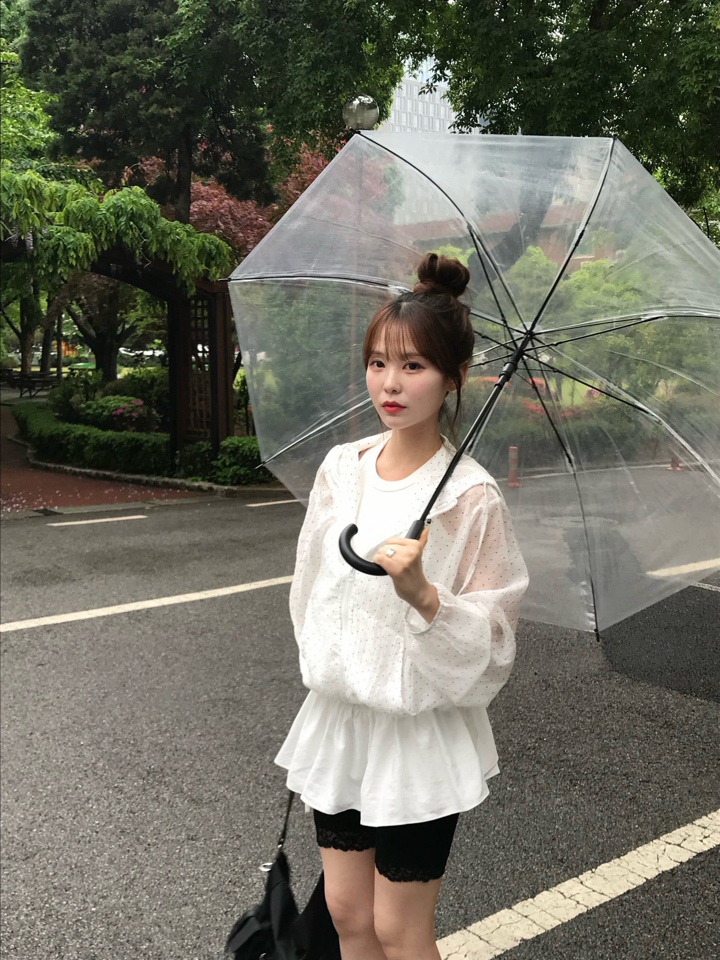 Polka Dot Relaxed Fit Hooded Jacket