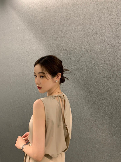 Backless Lace-Up Sleeveless Top