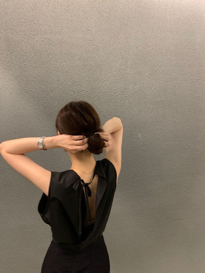 Backless Lace-Up Sleeveless Top