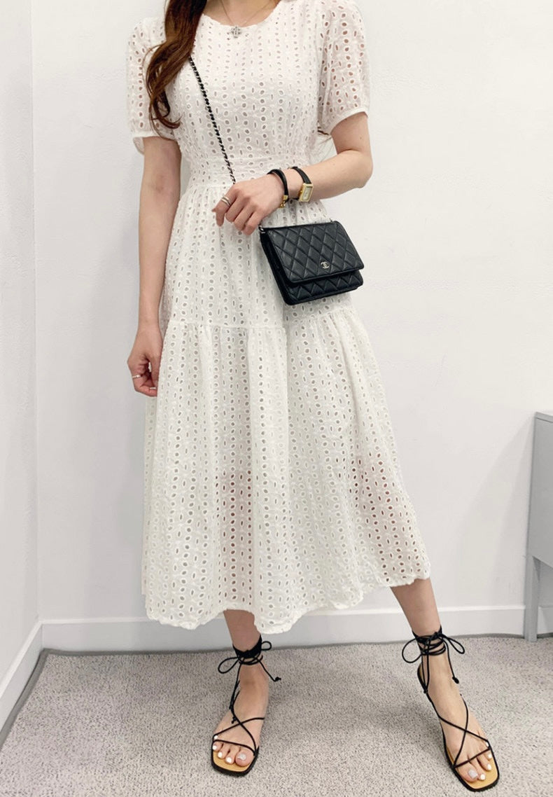 鏤空提花收腰連身裙