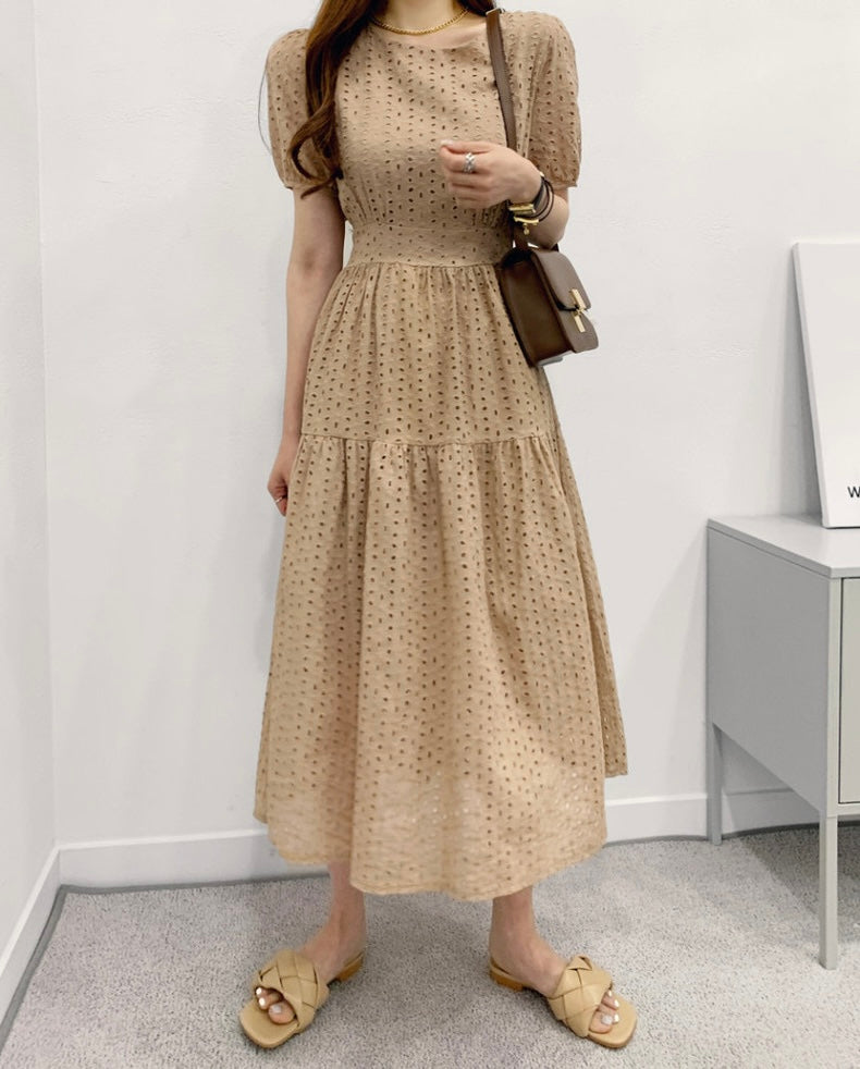 鏤空提花收腰連身裙