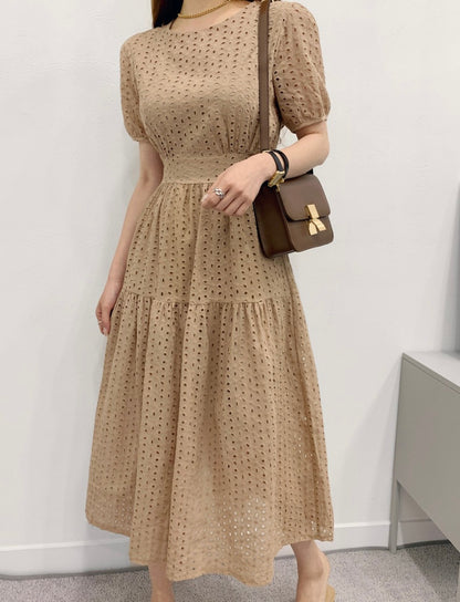 鏤空提花收腰連身裙