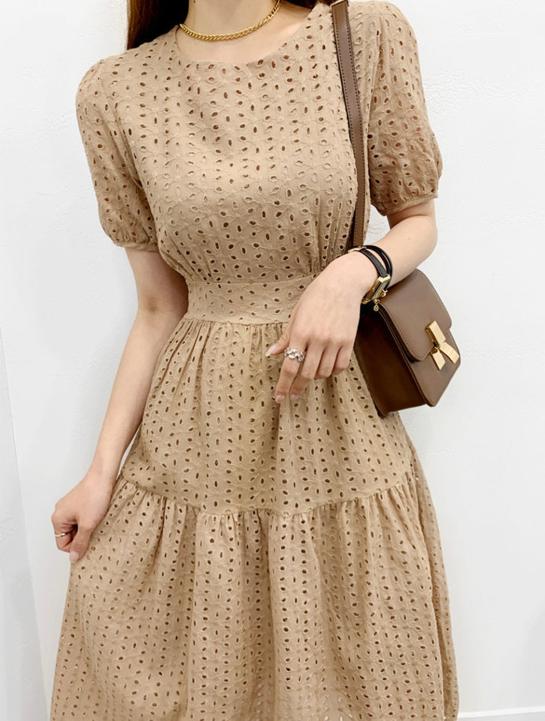 鏤空提花收腰連身裙