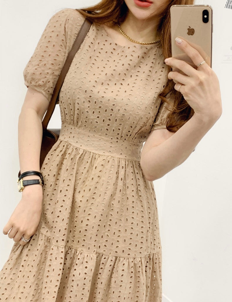 鏤空提花收腰連身裙