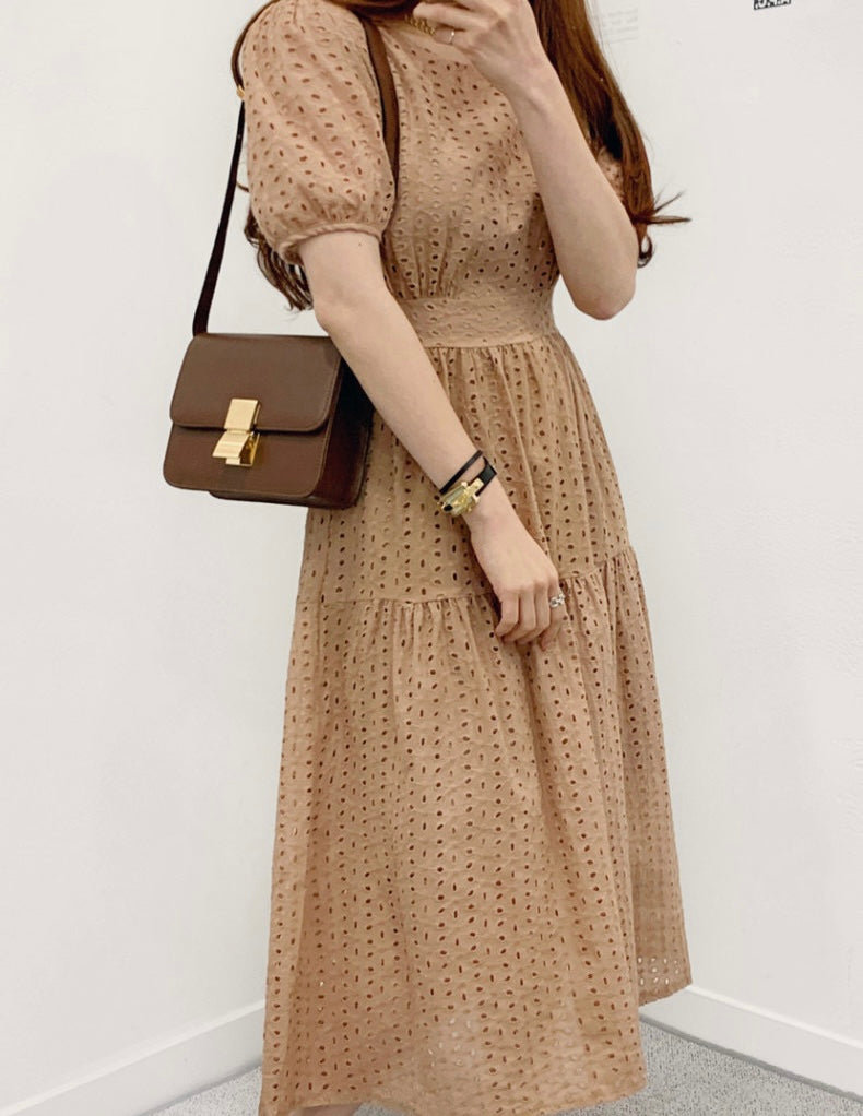 鏤空提花收腰連身裙