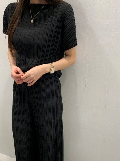 Loose Ruched Top + Flowing Wide-Leg Pants Set