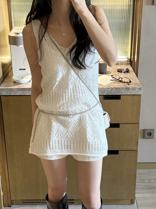 法式V領顯瘦背心