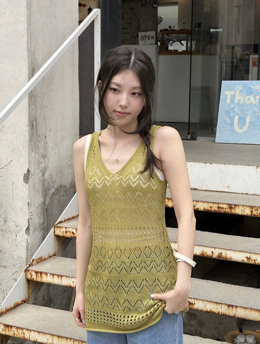 法式V領顯瘦背心