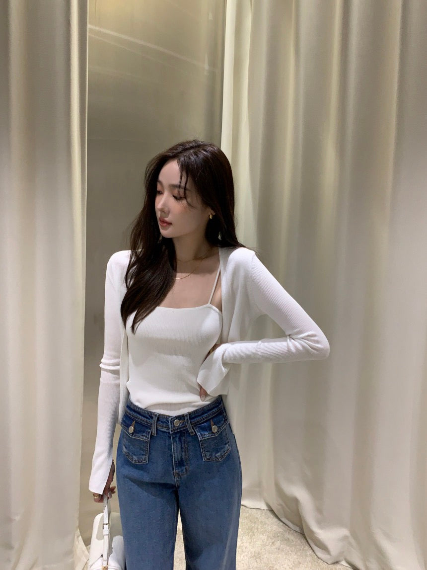 Minimalist Knit Camisole + Jacket Set