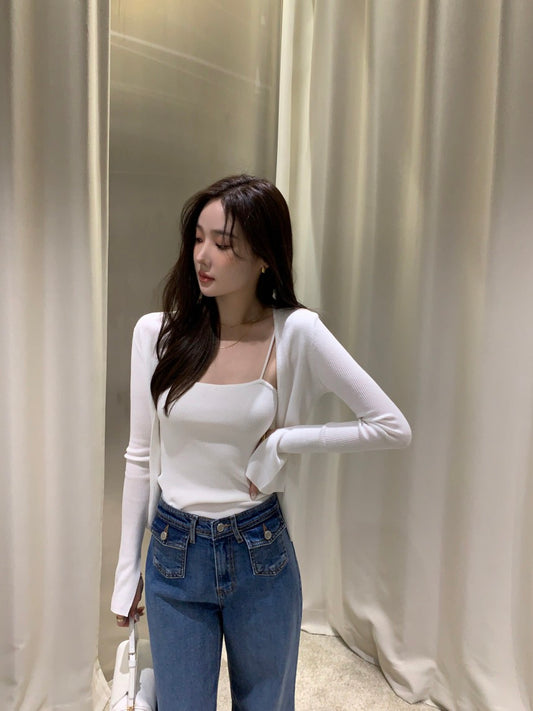 Minimalist Knit Camisole + Jacket Set