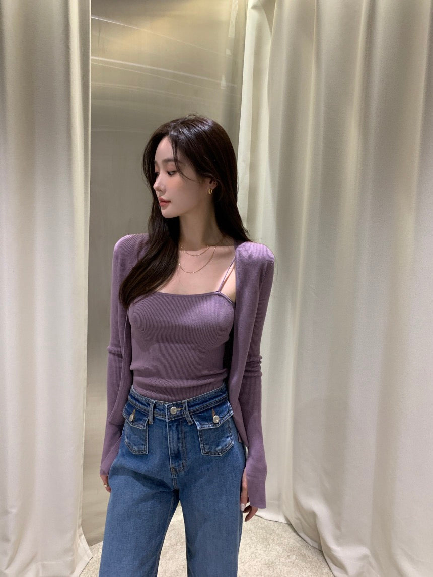 Minimalist Knit Camisole + Jacket Set