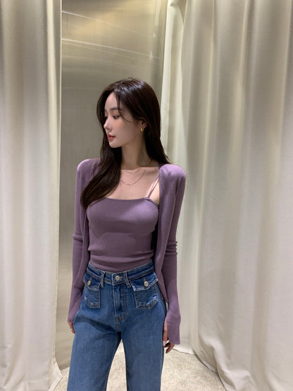 Minimalist Knit Camisole + Jacket Set