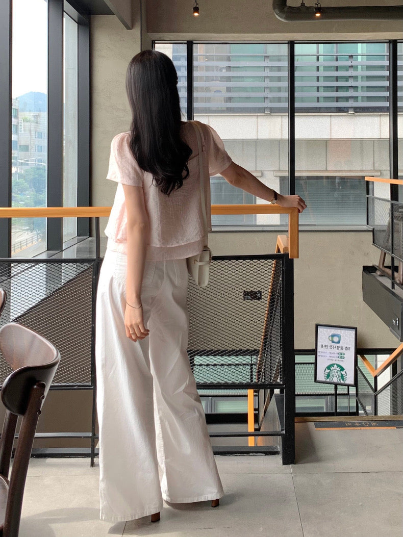 Puff Sleeve Chiffon Blouse + Textured Layered Camisole Set