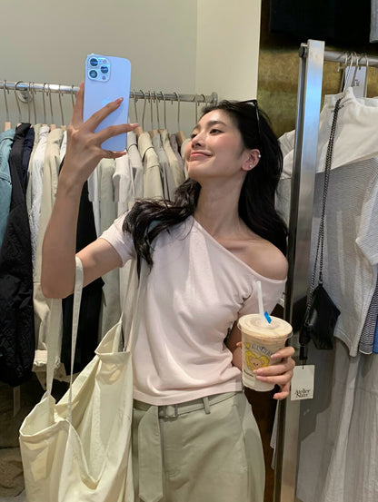 Off-shoulder Striped Knit Top