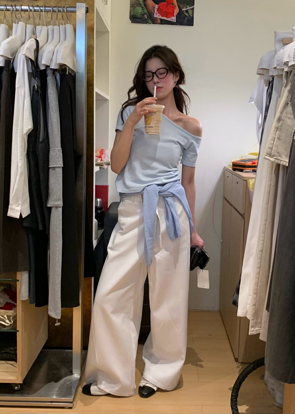 Off-shoulder Striped Knit Top