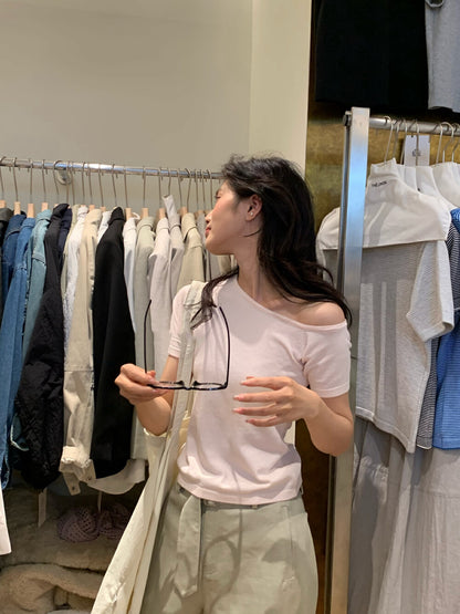 Off-shoulder Striped Knit Top