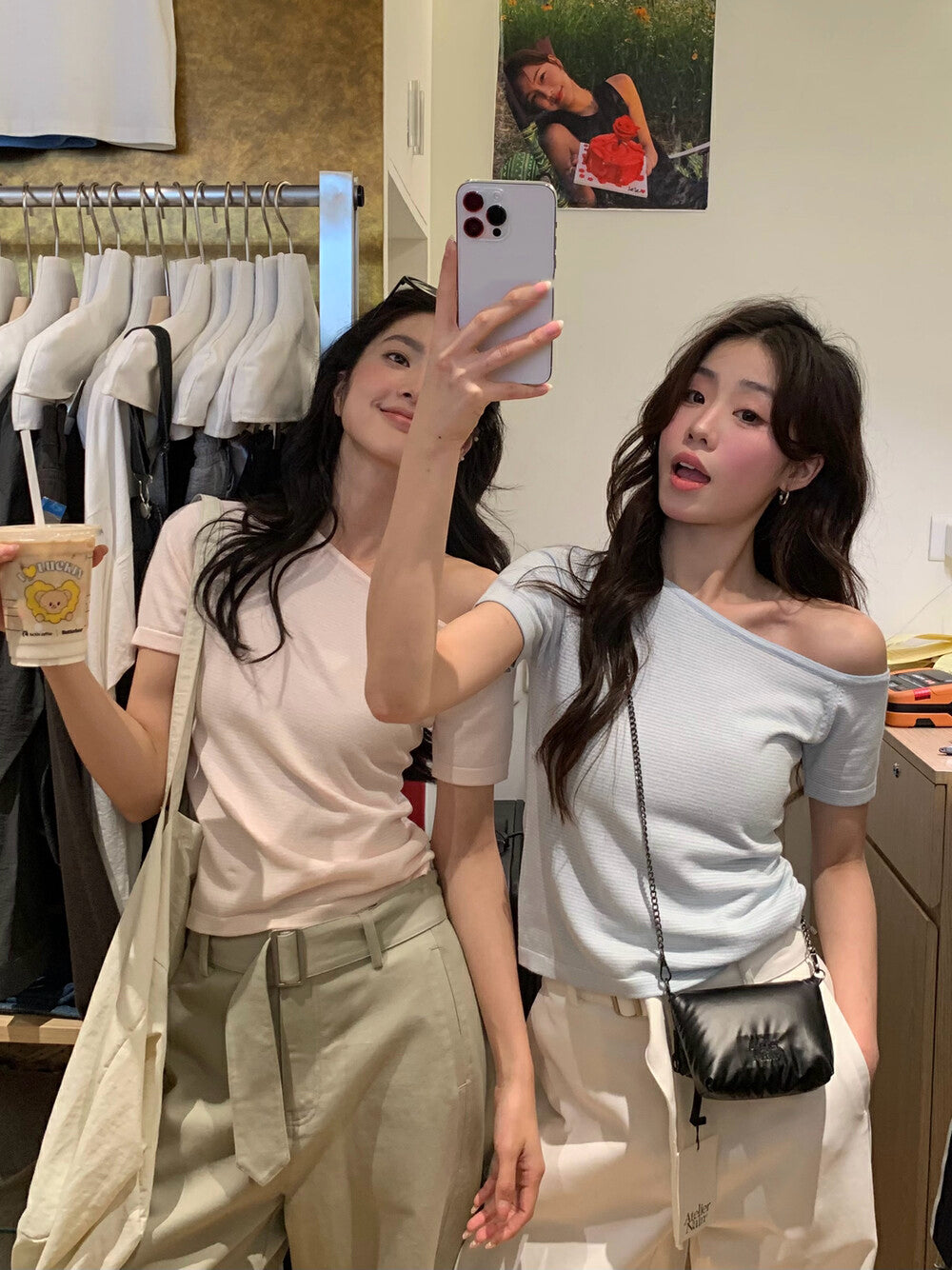 Off-shoulder Striped Knit Top