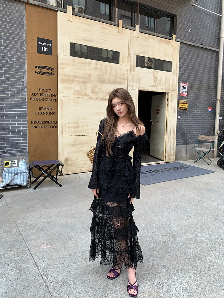 セクシーなレースのスリップドレス