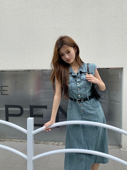 Vintage Sleeveless Denim Dress