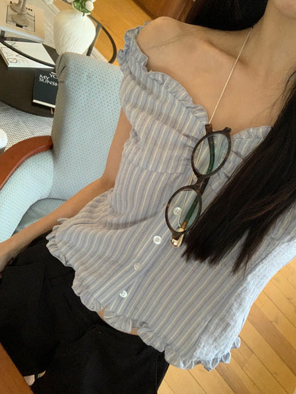 條紋木耳邊背心