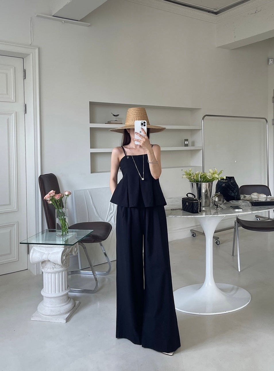 Minimalist Camisole + Casual Trousers Set