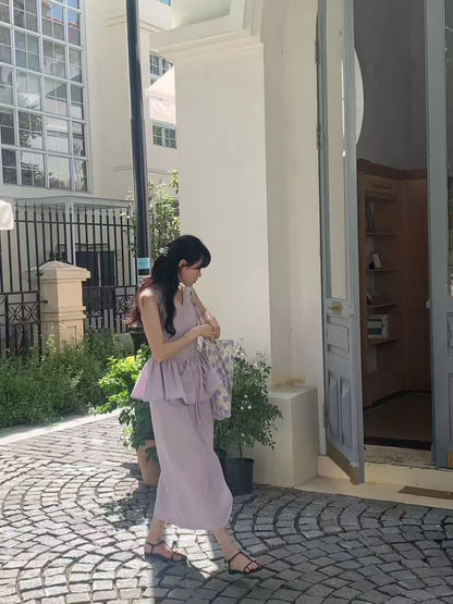 V領顯瘦連身裙+屁簾set