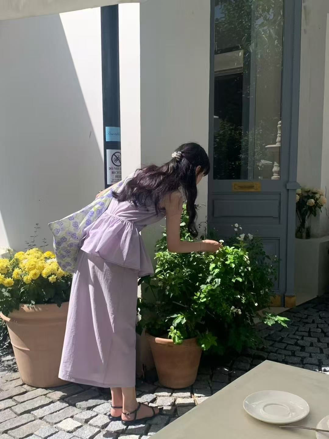 V領顯瘦連身裙+屁簾set