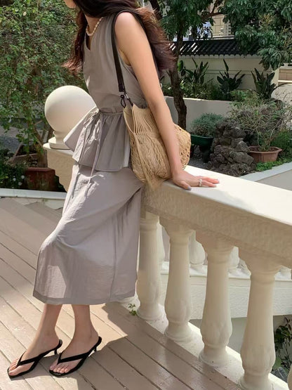 V領顯瘦連身裙+屁簾set