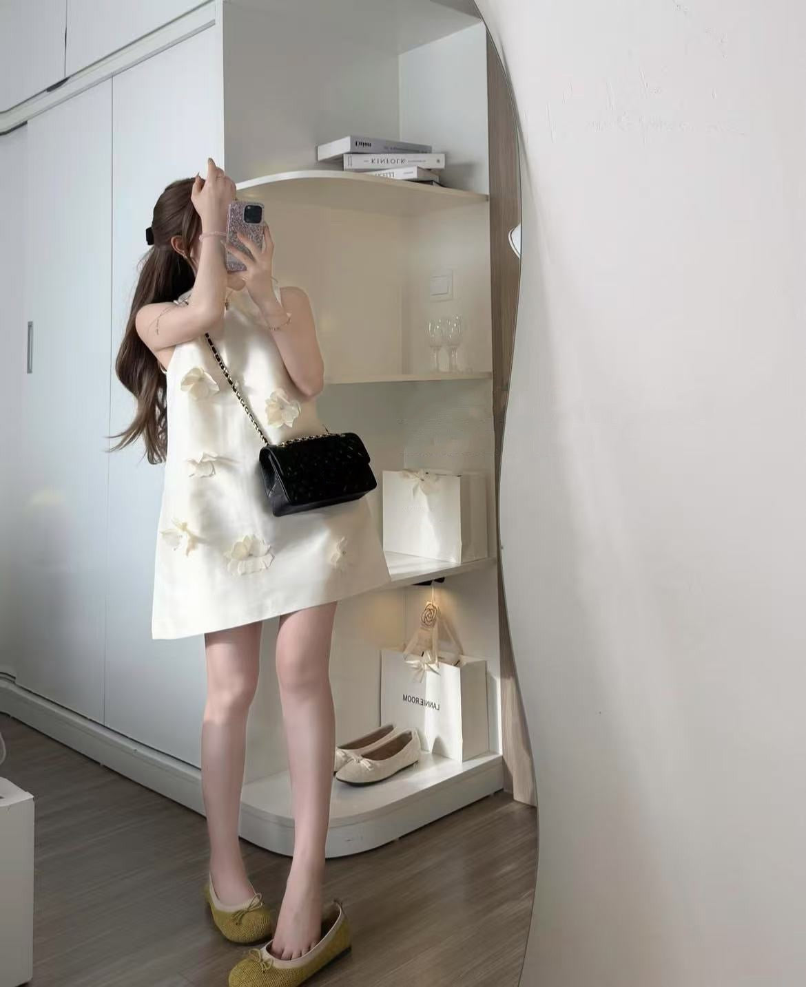 Sweet Little Fragrance Floral Sleeveless Dress + Mesh Skirt