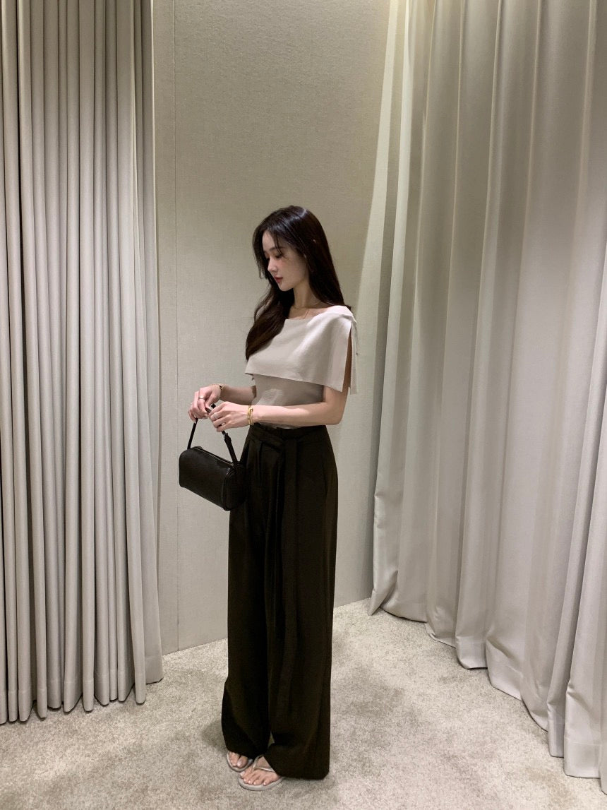 French-Style Chic Shawl Knit Top