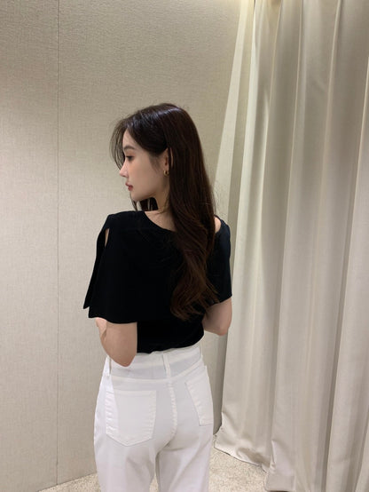 French-Style Chic Shawl Knit Top