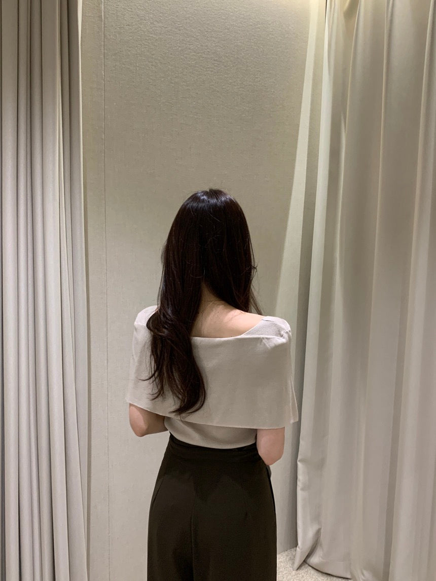 French-Style Chic Shawl Knit Top