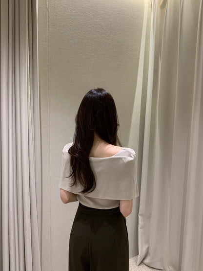 French-Style Chic Shawl Knit Top