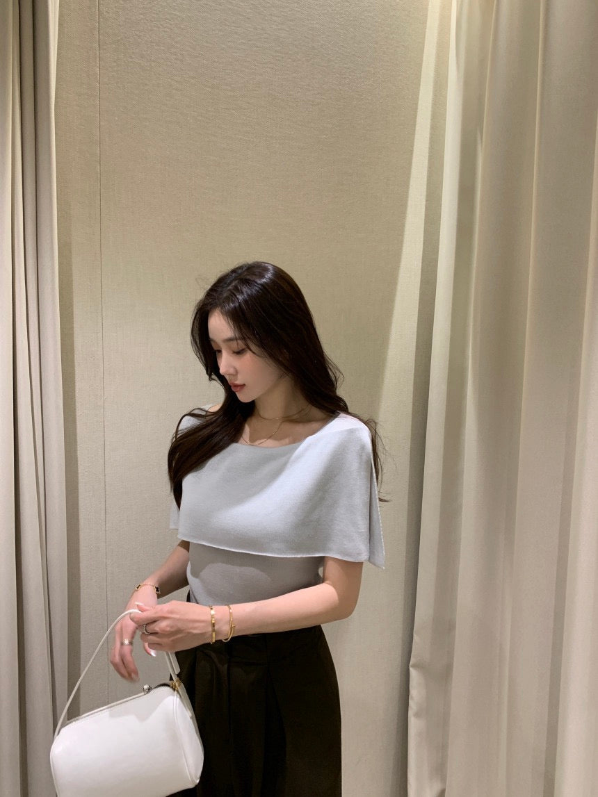 French-Style Chic Shawl Knit Top