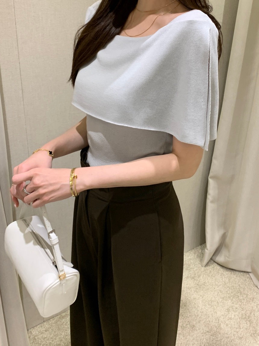 French-Style Chic Shawl Knit Top