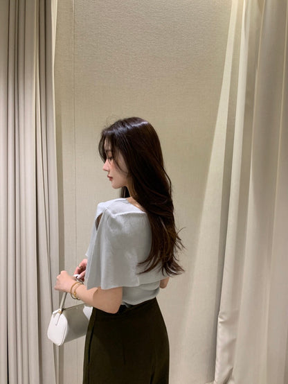 French-Style Chic Shawl Knit Top