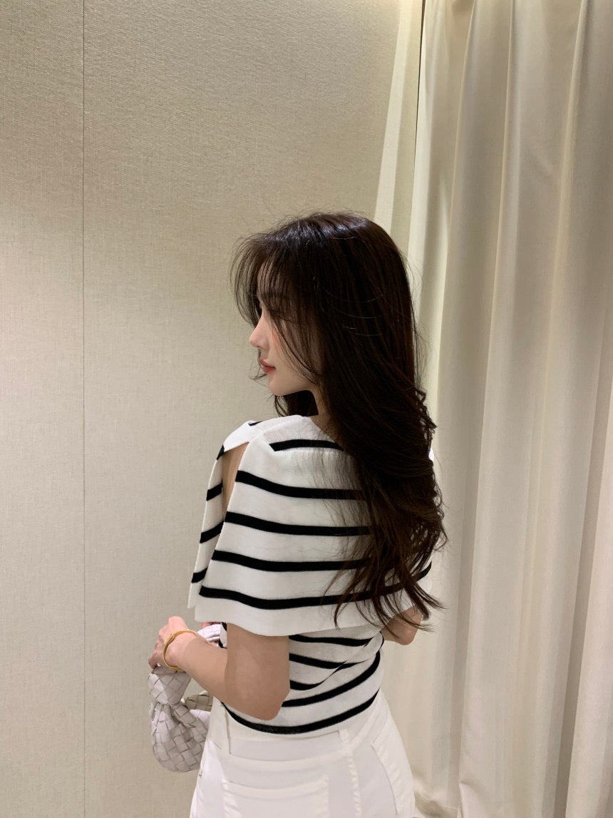 French-Style Chic Shawl Knit Top