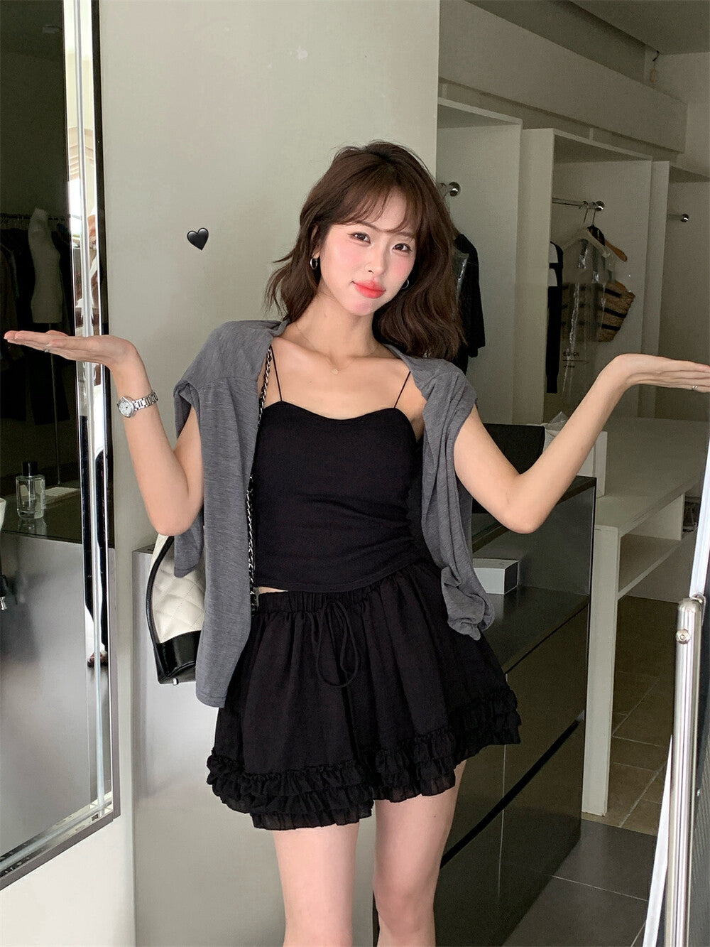 細肩帶連pad背心