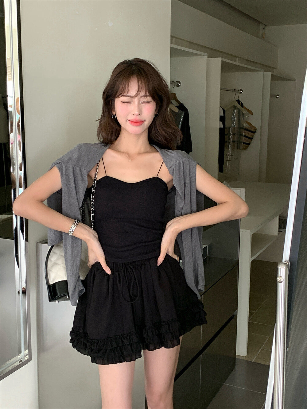 細肩帶連pad背心