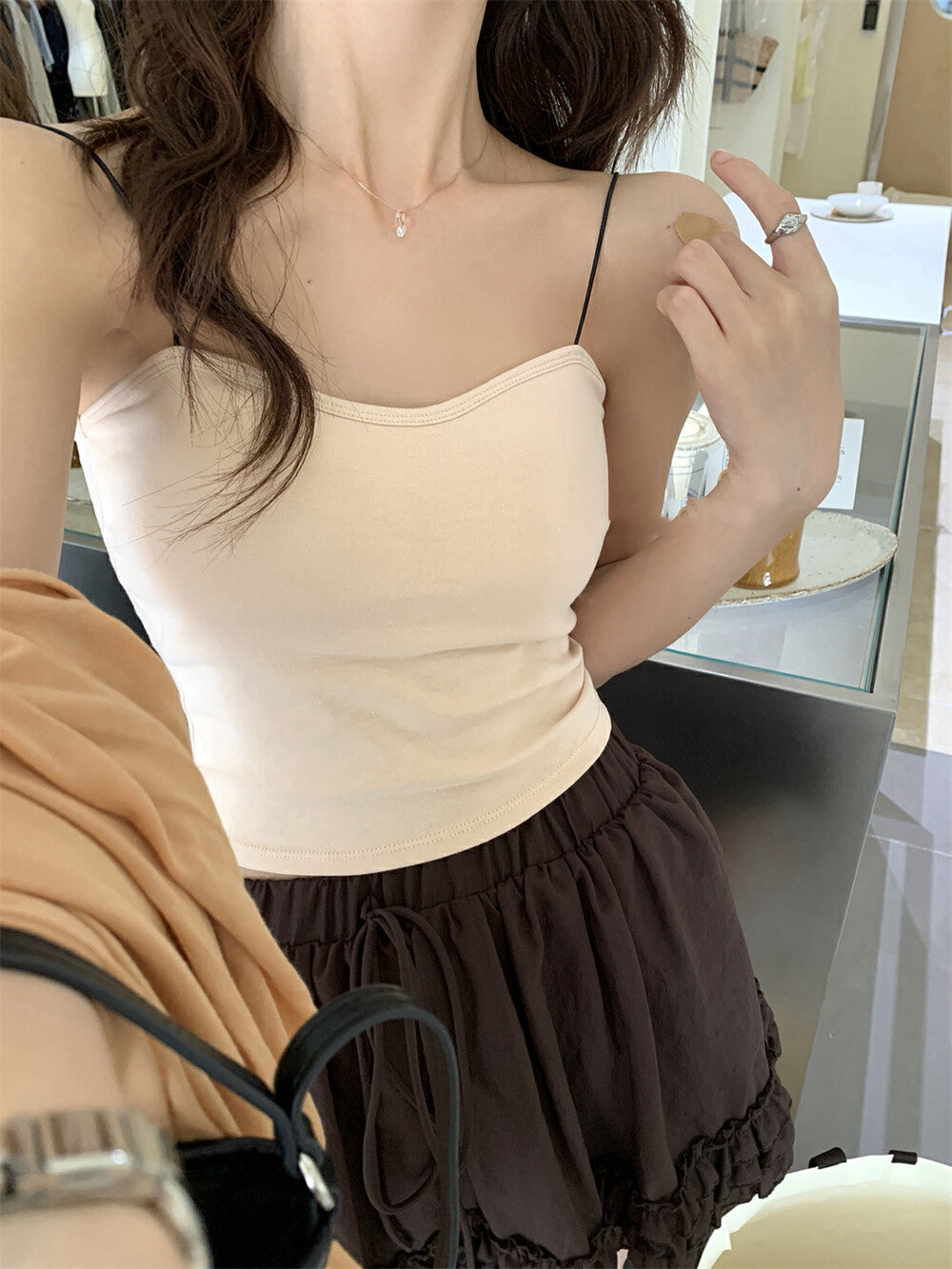 細肩帶連pad背心