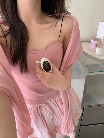 細肩帶連pad背心