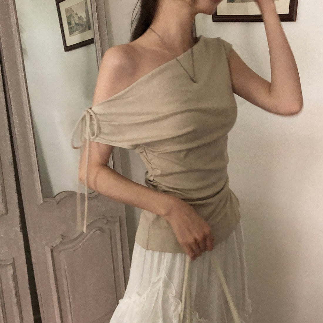 Off-the-shoulder Slimming Waist Top