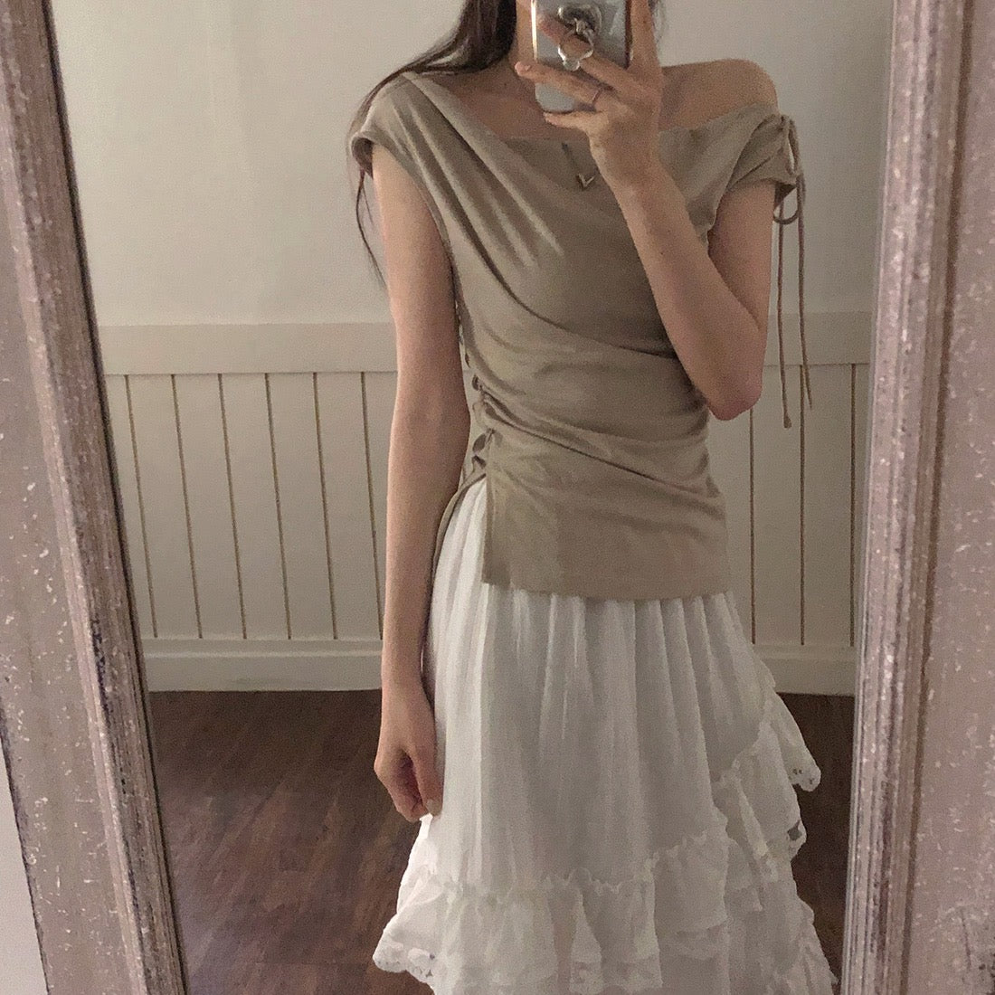 Off-the-shoulder Slimming Waist Top