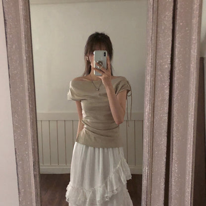 Off-the-shoulder Slimming Waist Top