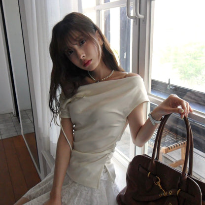 Off-the-shoulder Slimming Waist Top