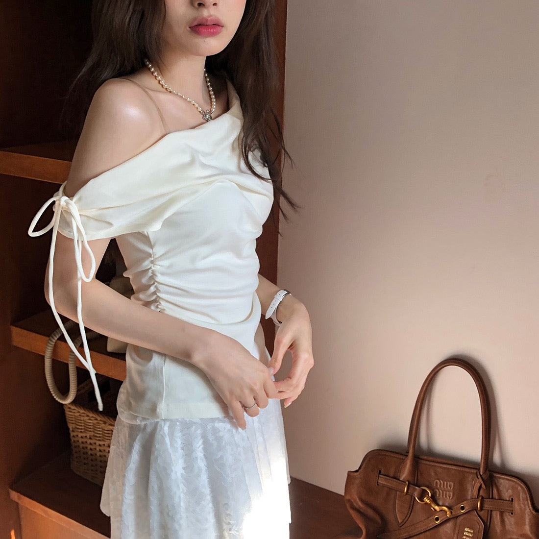 Off-the-shoulder Slimming Waist Top