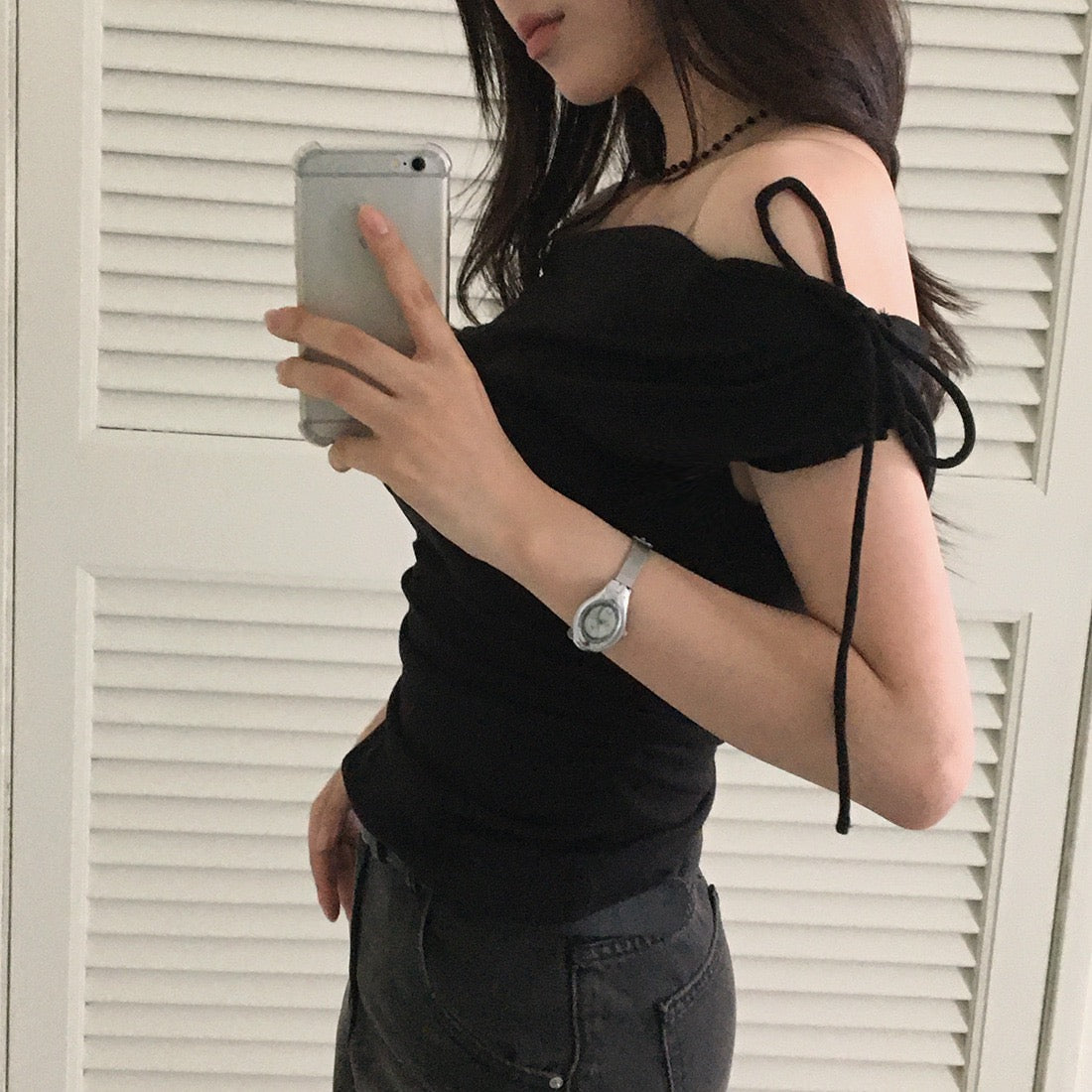 Off-the-shoulder Slimming Waist Top