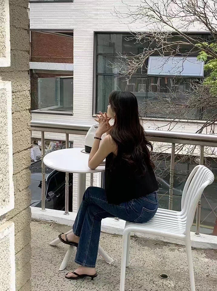 French Style V-Neck Loose Vest