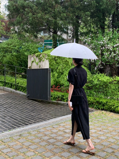 簡約單排扣恤衫連身裙